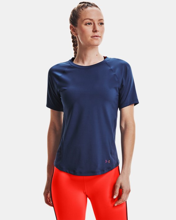 Women's UA RUSH™ HeatGear® Mesh Short Sleeve, Blue, pdpMainDesktop image number 0